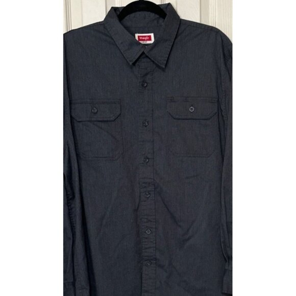 Wrangler Flex for Comfort Dark Gray Button-Down Shirt Cotton Blend Men's Size XL - Picture 3 of 16